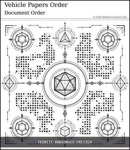Vehicle Papers Order Quantum radionics card preview