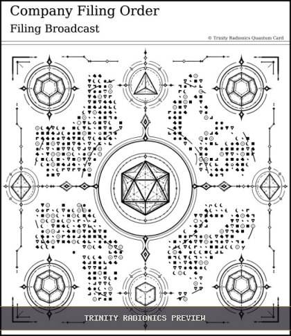 Company Filing Order Quantum radionics card preview